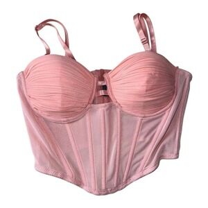 Women's Pink Boned Corset Top Spaghetti Strap S‎